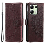 For Xiaomi Redmi Note 13 4G PU Leather Phone Case Imprinted Mandala Flower Stand Wallet Cover