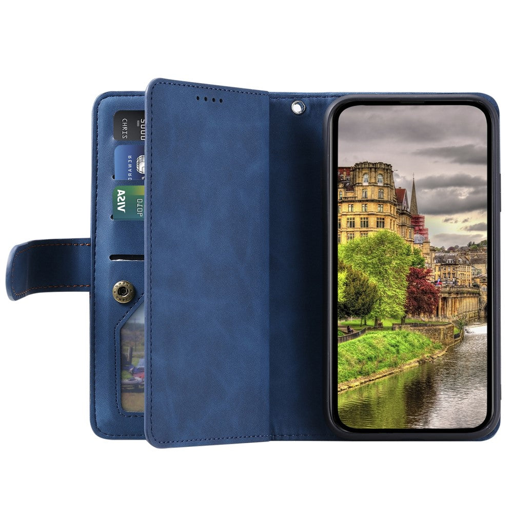 For Xiaomi Redmi Note 13 Pro 4G / Poco M6 Pro 4G Case Zipper Leather Cover with 9 Card Slots