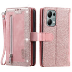 For Xiaomi Redmi Note 13 Pro 4G / Poco M6 Pro 4G Case Zipper Leather Cover with 9 Card Slots