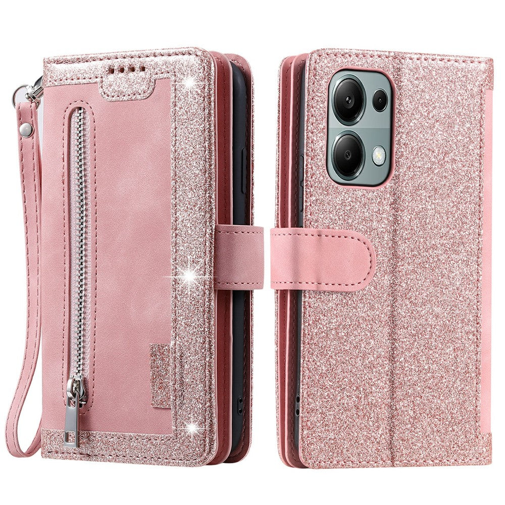 For Xiaomi Redmi Note 13 Pro 4G / Poco M6 Pro 4G Case Zipper Leather Cover with 9 Card Slots