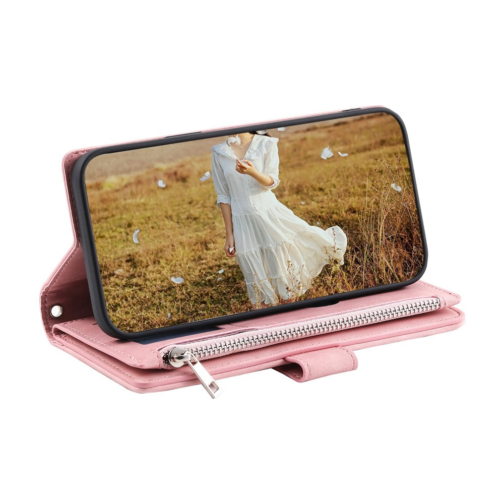For Xiaomi Redmi Note 13 Pro 4G / Poco M6 Pro 4G Case Zipper Pocket Leather Phone Cover with Wrist Strap