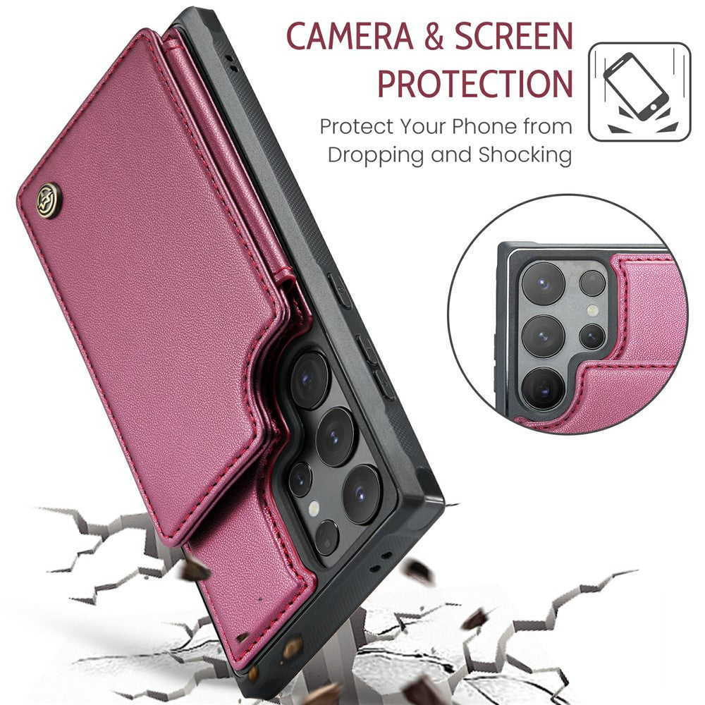 Samsung Galaxy S24 Ultra mobilskal CASEME C22 Läderbaksida med RFID-blockerande kortplatser