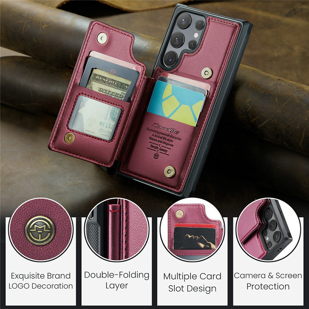 Samsung Galaxy S24 Ultra mobilskal CASEME C22 Läderbaksida med RFID-blockerande kortplatser