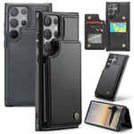 Samsung Galaxy S24 Ultra mobilskal CASEME C22 Läderbaksida med RFID-blockerande kortplatser