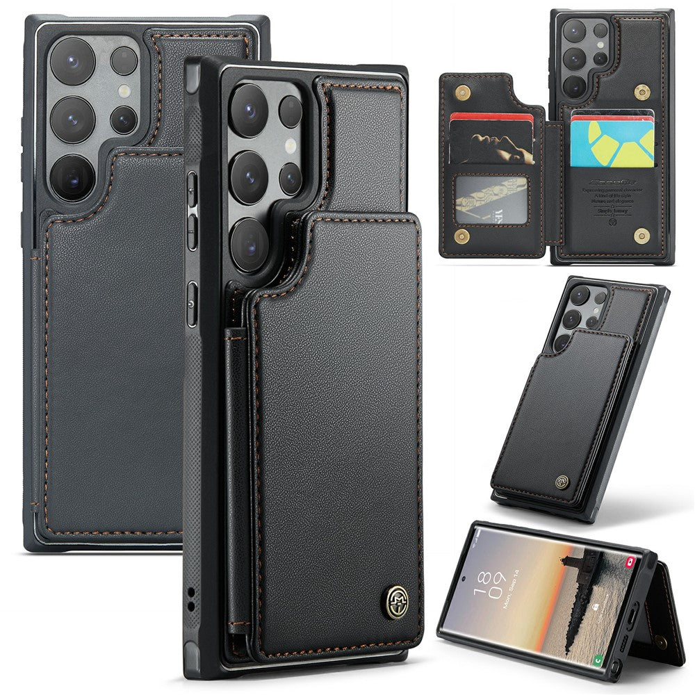 Samsung Galaxy S24 Ultra mobilskal CASEME C22 Läderbaksida med RFID-blockerande kortplatser