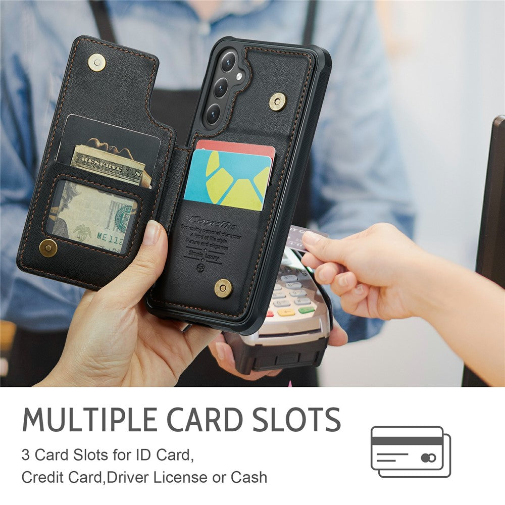Samsung Galaxy S24 mobilskal CASEME C22 Läderbaksida med RFID-blockerande kortplatser