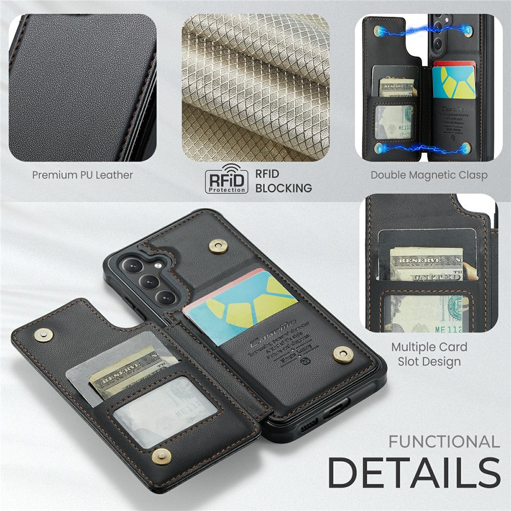 Samsung Galaxy S24 mobilskal CASEME C22 Läderbaksida med RFID-blockerande kortplatser