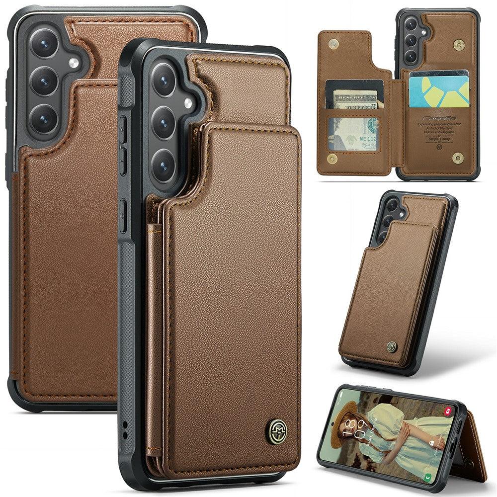 Samsung Galaxy S24 mobilskal CASEME C22 Läderbaksida med RFID-blockerande kortplatser