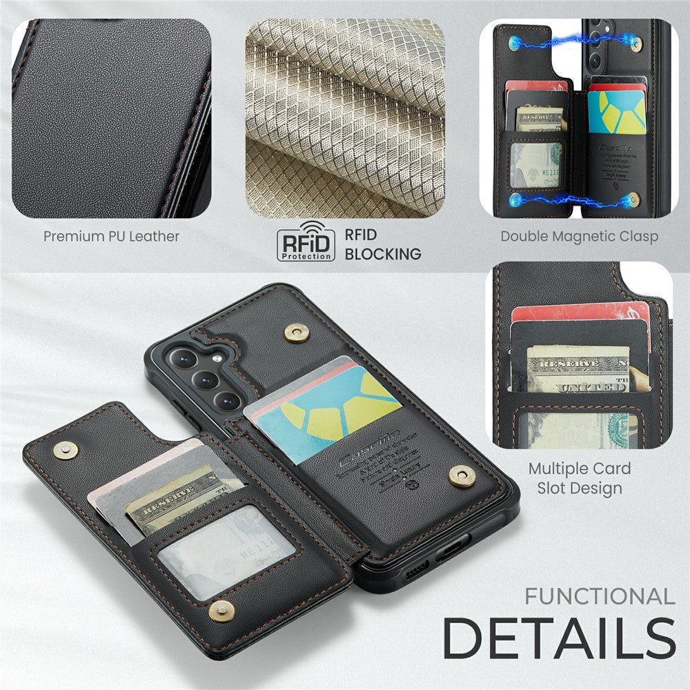 For Samsung Galaxy S24+ Phone Case CASEME C22 Leather Back Cover with RFID Blocking Card Slots