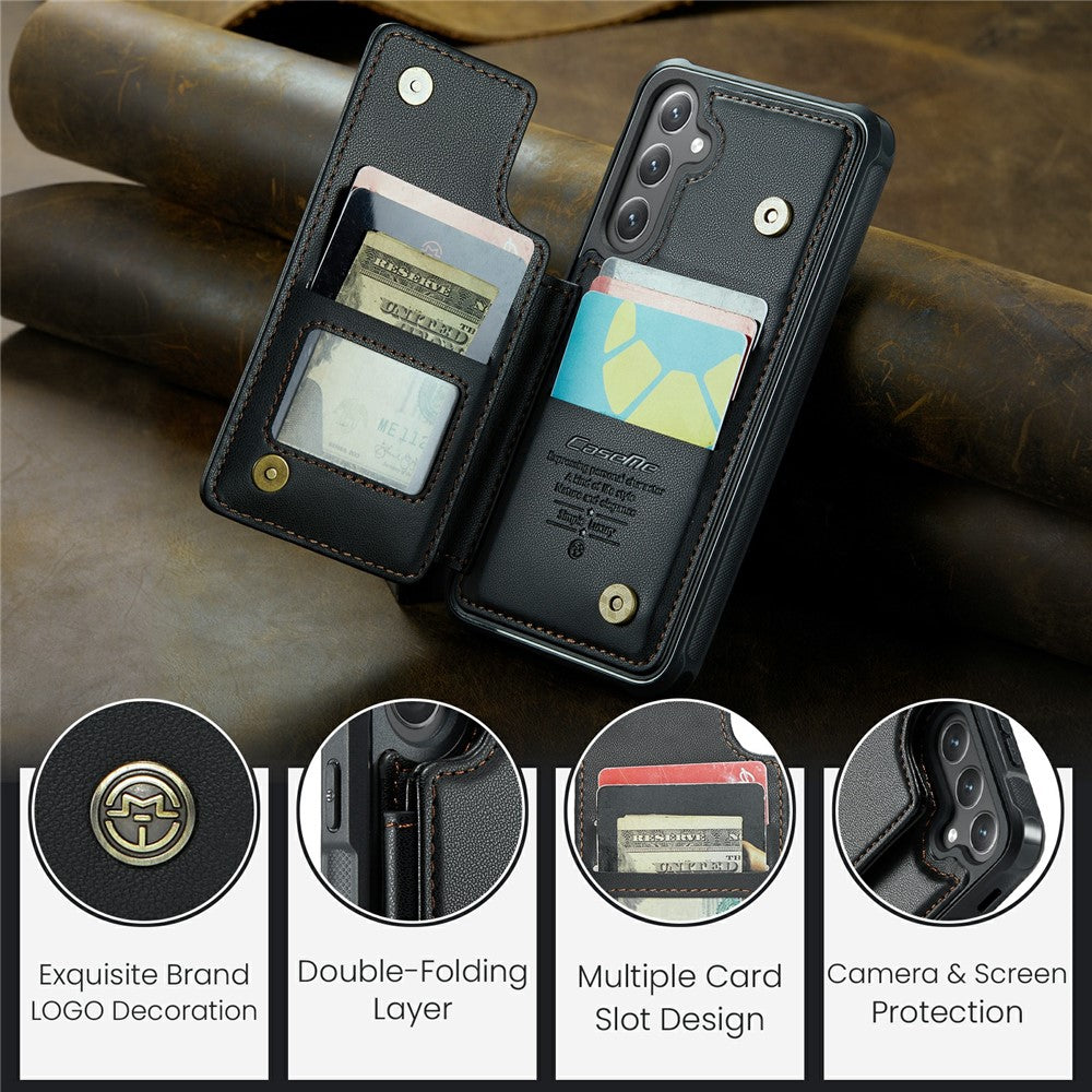 For Samsung Galaxy S24+ Phone Case CASEME C22 Leather Back Cover with RFID Blocking Card Slots