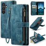 For Samsung Galaxy S24 Phone Cases with Strap CASEME C30 Zipper Multiple Card Holder PU Leather Cover