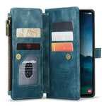 For Samsung Galaxy S24 Phone Cases with Strap CASEME C30 Zipper Multiple Card Holder PU Leather Cover