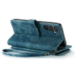 For Samsung Galaxy S24 Phone Cases with Strap CASEME C30 Zipper Multiple Card Holder PU Leather Cover