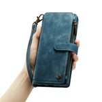 For Samsung Galaxy S24 Phone Cases with Strap CASEME C30 Zipper Multiple Card Holder PU Leather Cover