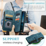For Samsung Galaxy S24 Phone Cases with Strap CASEME C30 Zipper Multiple Card Holder PU Leather Cover