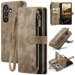 For Samsung Galaxy S24 Phone Cases with Strap CASEME C30 Zipper Multiple Card Holder PU Leather Cover