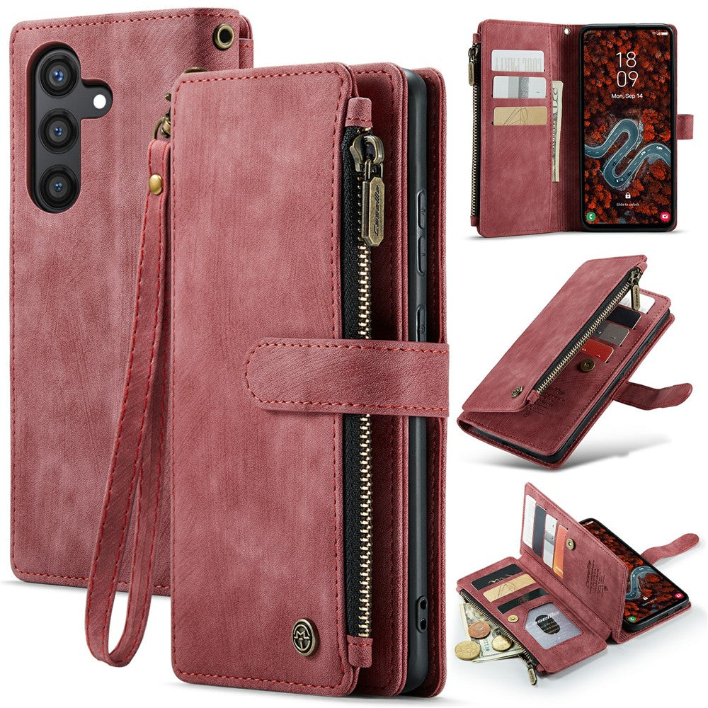 Til Samsung Galaxy S24+ Telefoncovers med Rem CASEME C30 Lynlås Flere Kortindehaver PU Lædercover