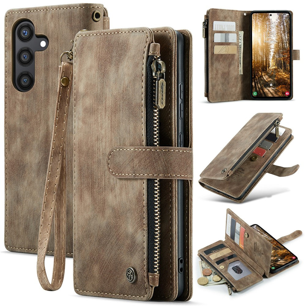 Til Samsung Galaxy S24+ Telefoncovers med Rem CASEME C30 Lynlås Flere Kortindehaver PU Lædercover