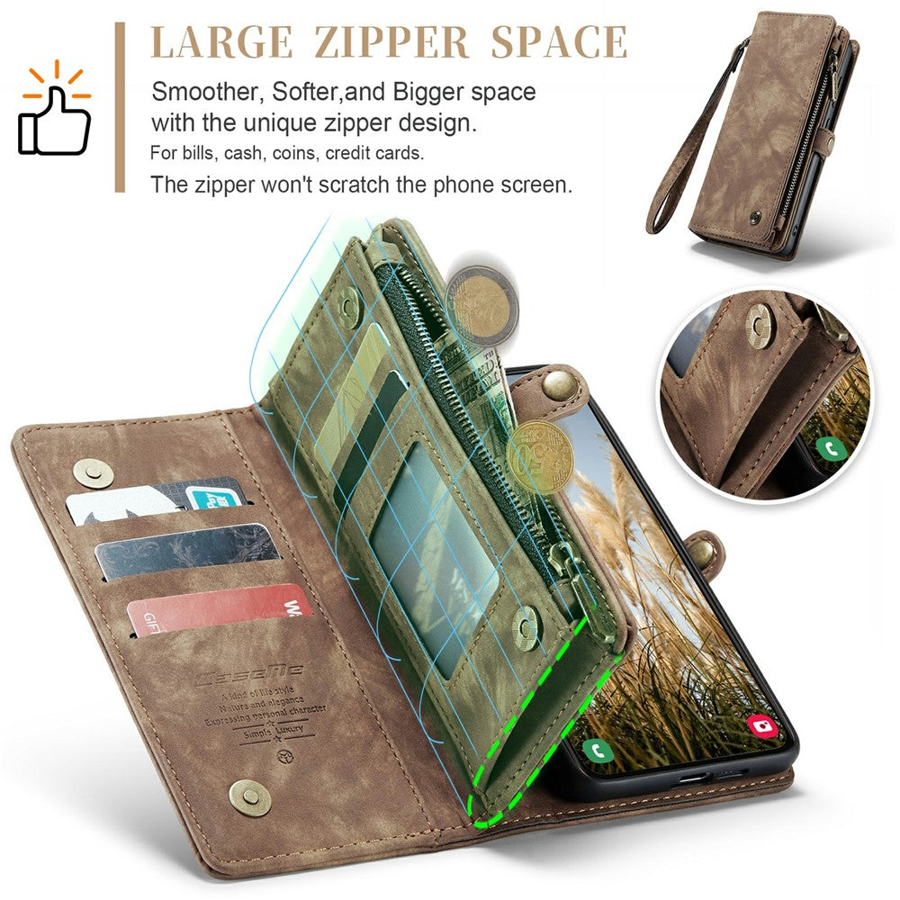 For Samsung Galaxy S24 Phone Cases CASEME 008 Leather Cover with Detachable Wallet and Strap