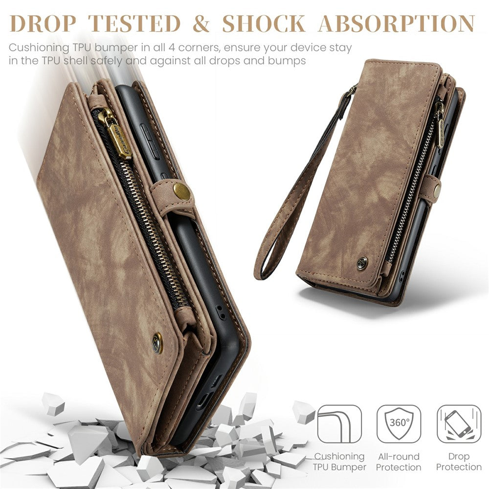 For Samsung Galaxy S24 Phone Cases CASEME 008 Leather Cover with Detachable Wallet and Strap