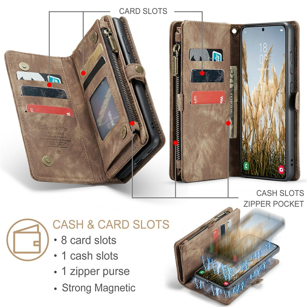 For Samsung Galaxy S24 Phone Cases CASEME 008 Leather Cover with Detachable Wallet and Strap