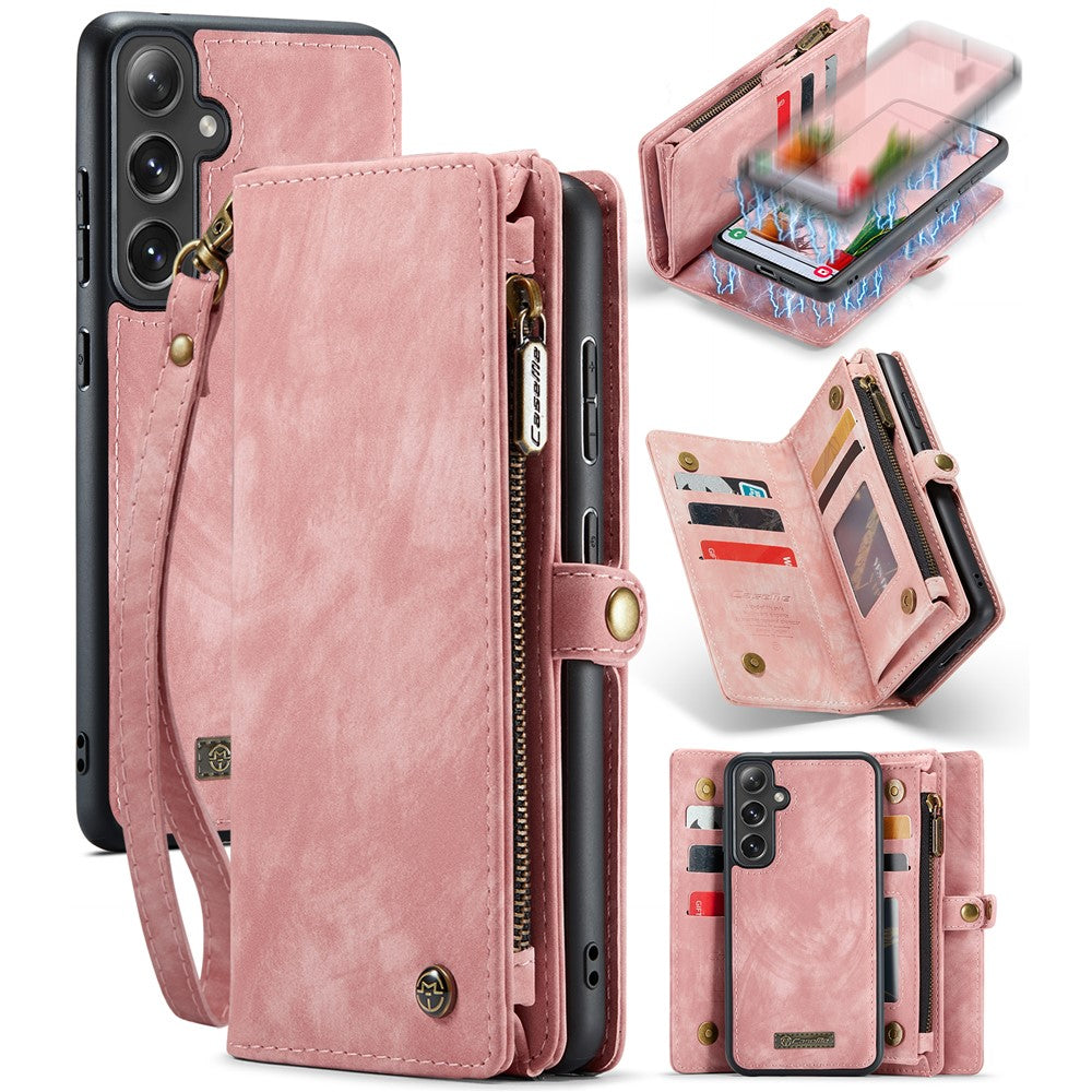 For Samsung Galaxy S24 Phone Cases CASEME 008 Leather Cover with Detachable Wallet and Strap
