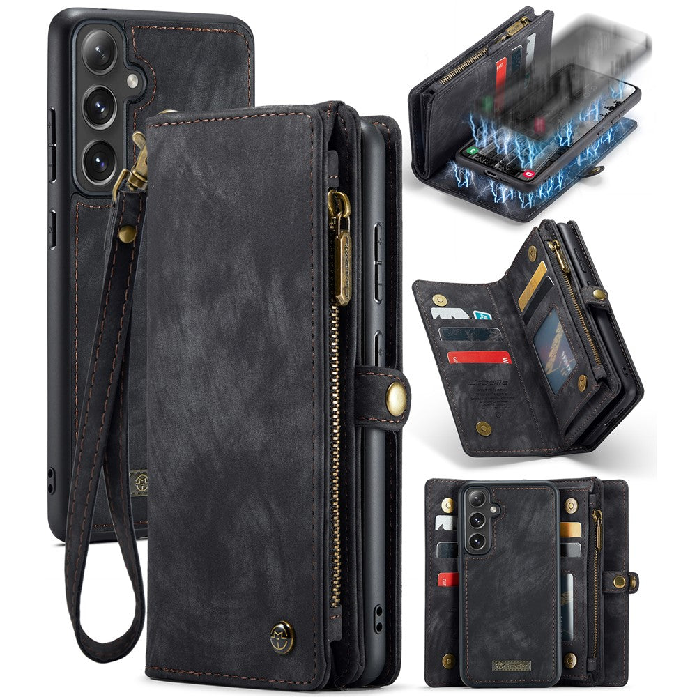 For Samsung Galaxy S24 Phone Cases CASEME 008 Leather Cover with Detachable Wallet and Strap