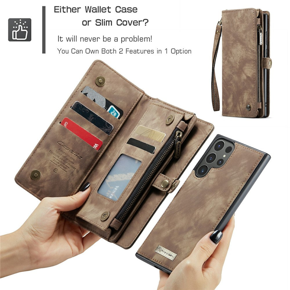 For Samsung Galaxy S24 Ultra Phone Cases CASEME 008 Leather Cover with Detachable Wallet and Strap