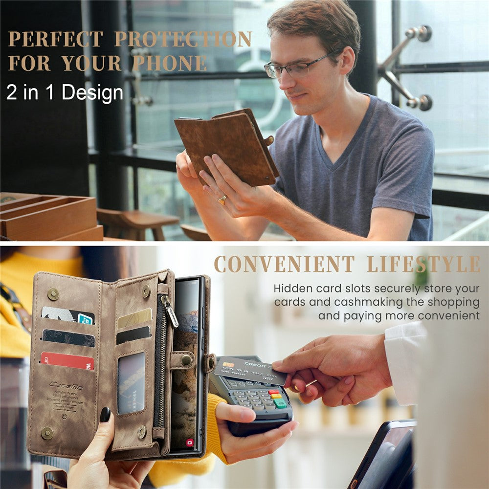 For Samsung Galaxy S24 Ultra Phone Cases CASEME 008 Leather Cover with Detachable Wallet and Strap