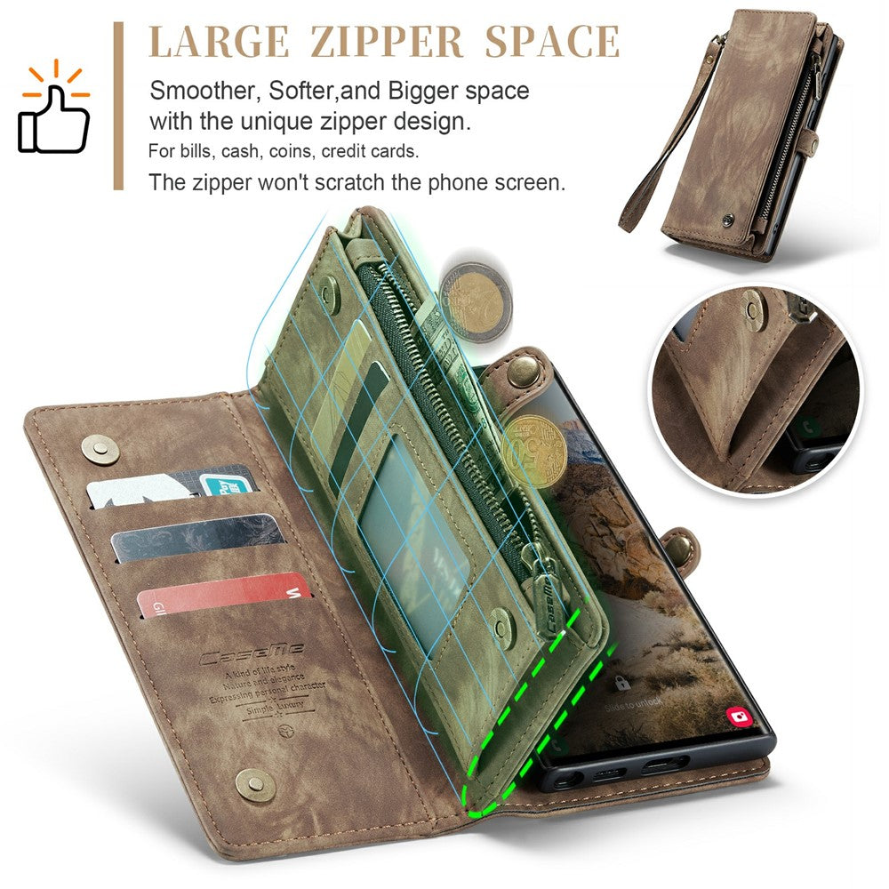 For Samsung Galaxy S24 Ultra Phone Cases CASEME 008 Leather Cover with Detachable Wallet and Strap