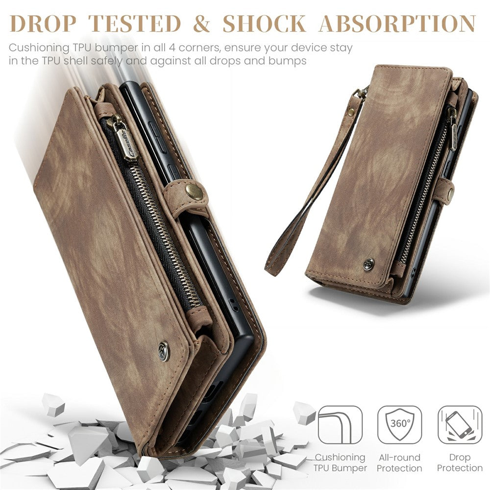 For Samsung Galaxy S24 Ultra Phone Cases CASEME 008 Leather Cover with Detachable Wallet and Strap