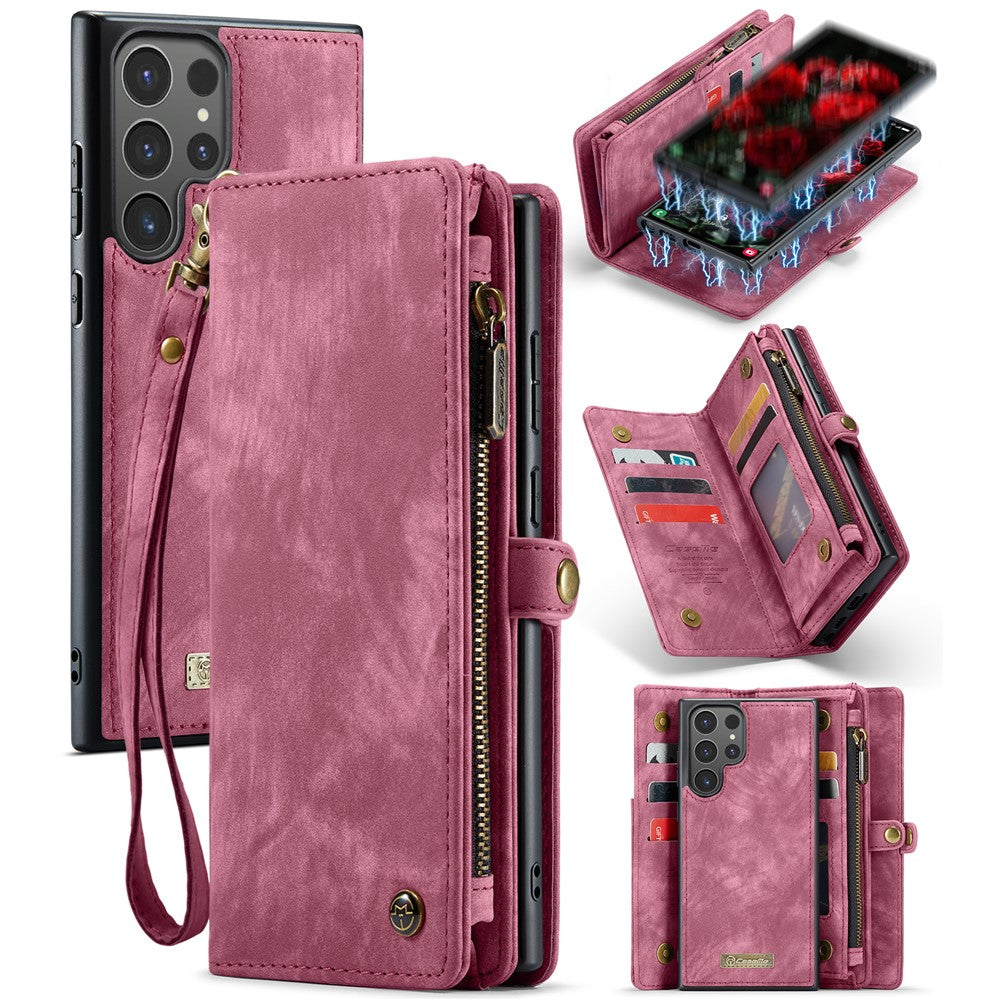 For Samsung Galaxy S24 Ultra Phone Cases CASEME 008 Leather Cover with Detachable Wallet and Strap