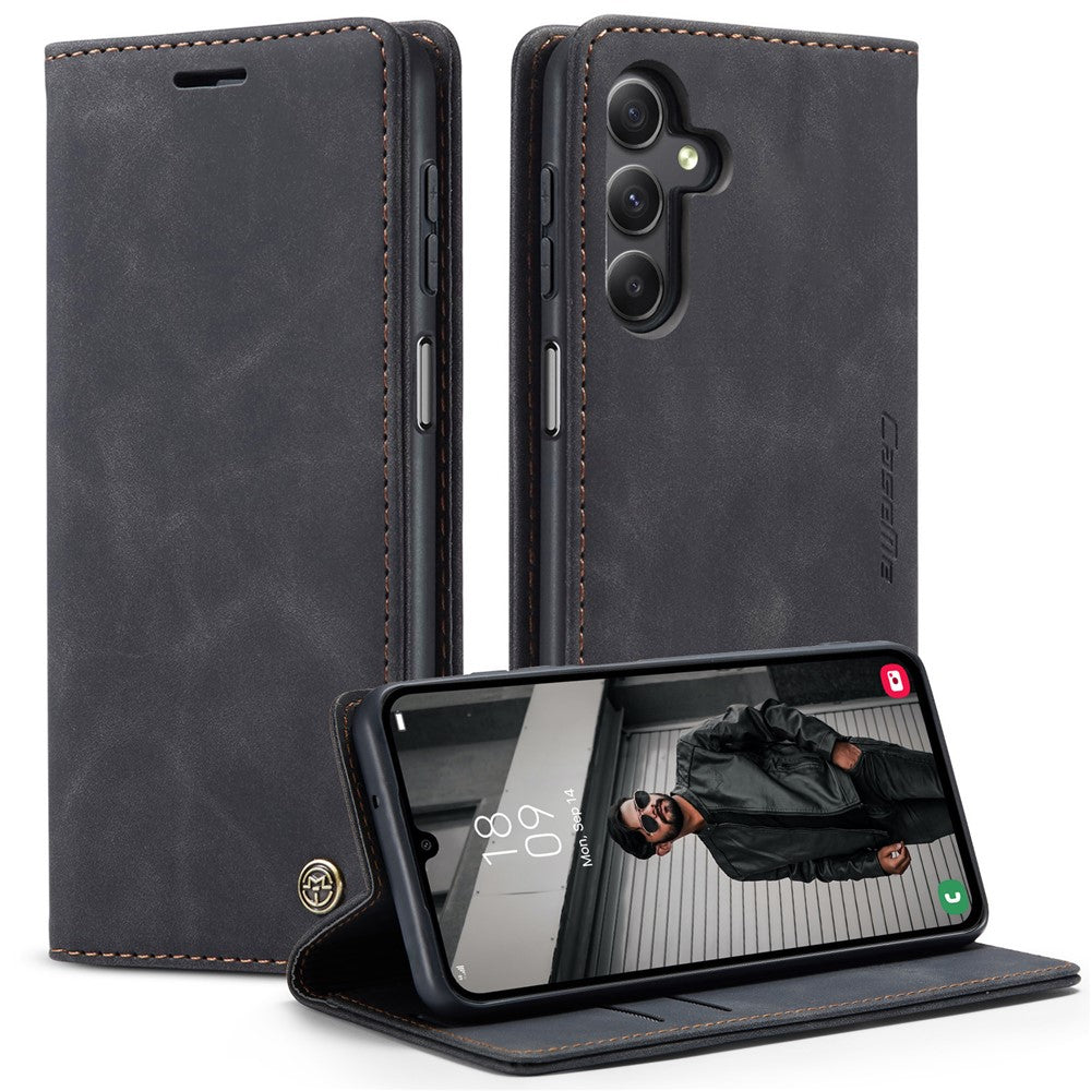 CASEME 013-serien til Samsung Galaxy A15 5G / A15 4G-cover i forretningsstil med sammenklappeligt stativ, mobilcover