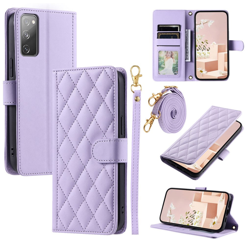 For Samsung Galaxy S20 FE / S20 FE 5G / S20 FE 2022 / S20 Lite Case Leather Wallet Cover with Straps