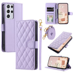For Samsung Galaxy S21 Ultra 5G Wallet Case Leather Stand Cover Rhombus Grid