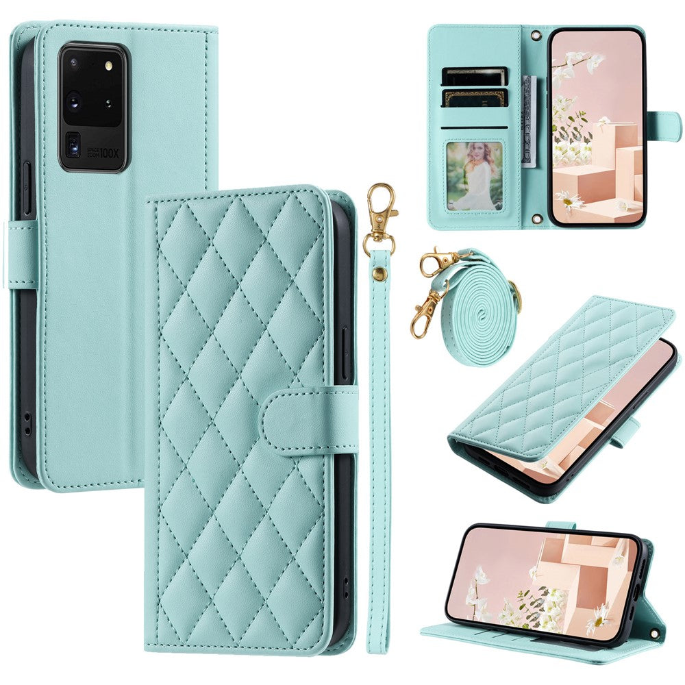 Til Samsung Galaxy S20 Ultra Etui Stand Flip Læder Telefoncover med 2 Stropper