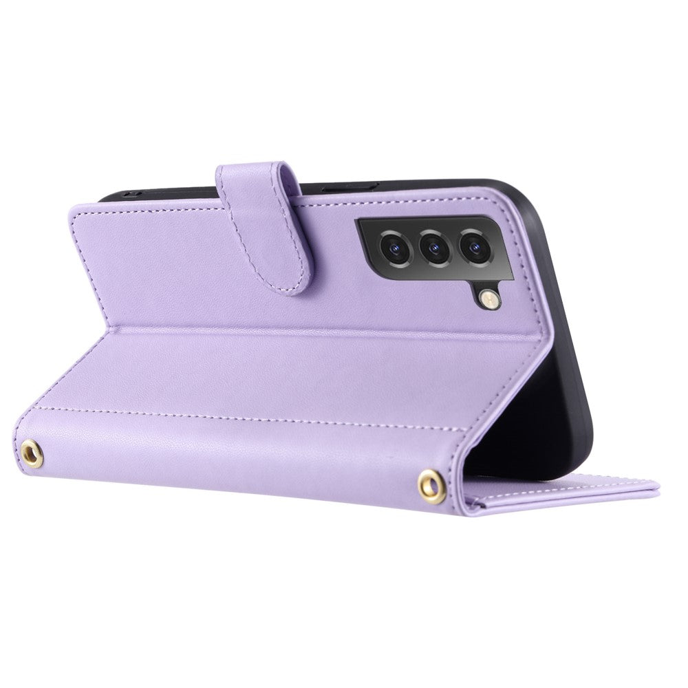 For Samsung Galaxy S21 4G / 5G Leather Case with Straps Wallet Stand Phone Cover