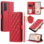 For Samsung Galaxy S21 4G / 5G Leather Case with Straps Wallet Stand Phone Cover
