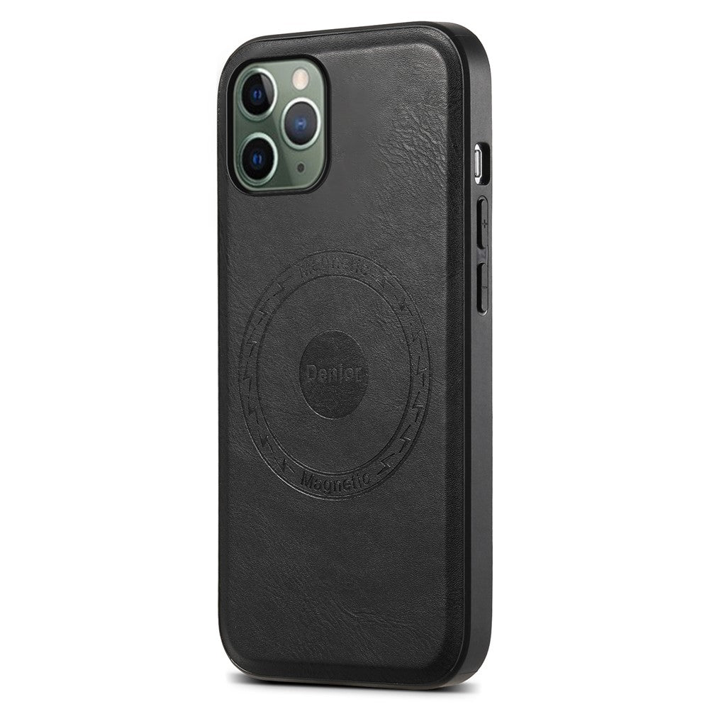 DENIOR For iPhone 11 Pro Magnetic Case PU Leather Non-Slip Grip Phone Back Cover