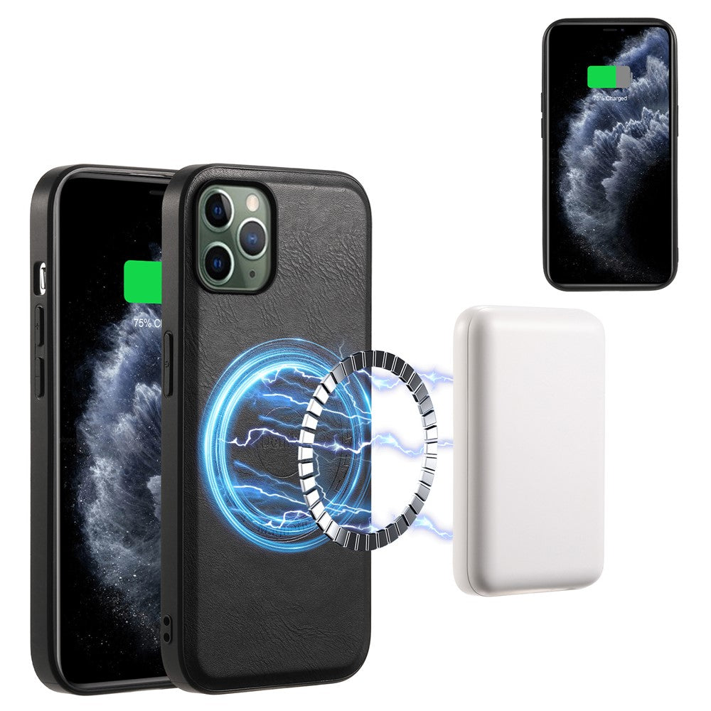 DENIOR For iPhone 11 Pro Magnetic Case PU Leather Non-Slip Grip Phone Back Cover