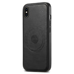 DENIOR For iPhone XS Max Magnetic Case PU Leather Coated PC+TPU Shockproof Phone Cover