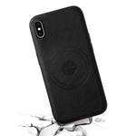 DENIOR For iPhone XS Max Magnetic Case PU Leather Coated PC+TPU Shockproof Phone Cover