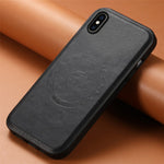 DENIOR For iPhone XS Max Magnetic Case PU Leather Coated PC+TPU Shockproof Phone Cover