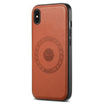 DENIOR For iPhone XS Max Magnetic Case PU Leather Coated PC+TPU Shockproof Phone Cover