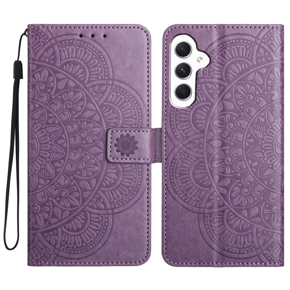 Til Samsung Galaxy A15 5G mobiltelefon cover Blomsterpræget pung etui