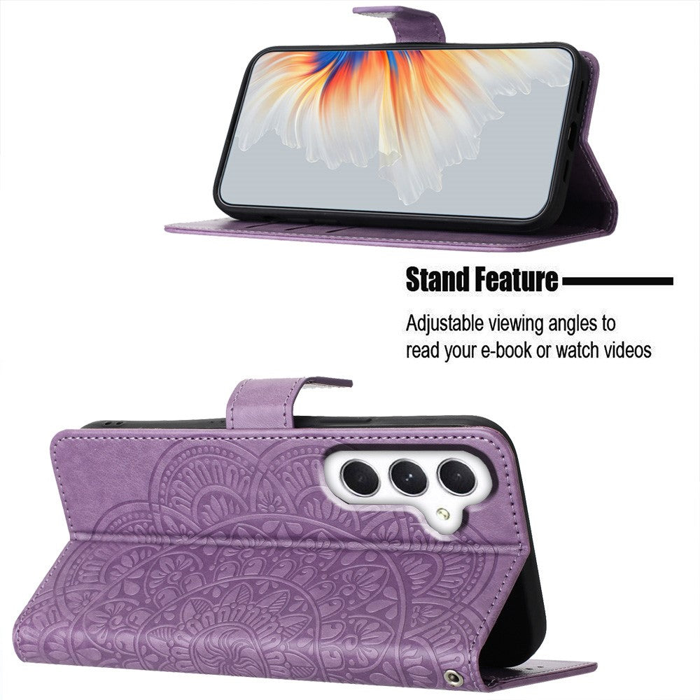 Til Samsung Galaxy A15 5G mobiltelefon cover Blomsterpræget pung etui