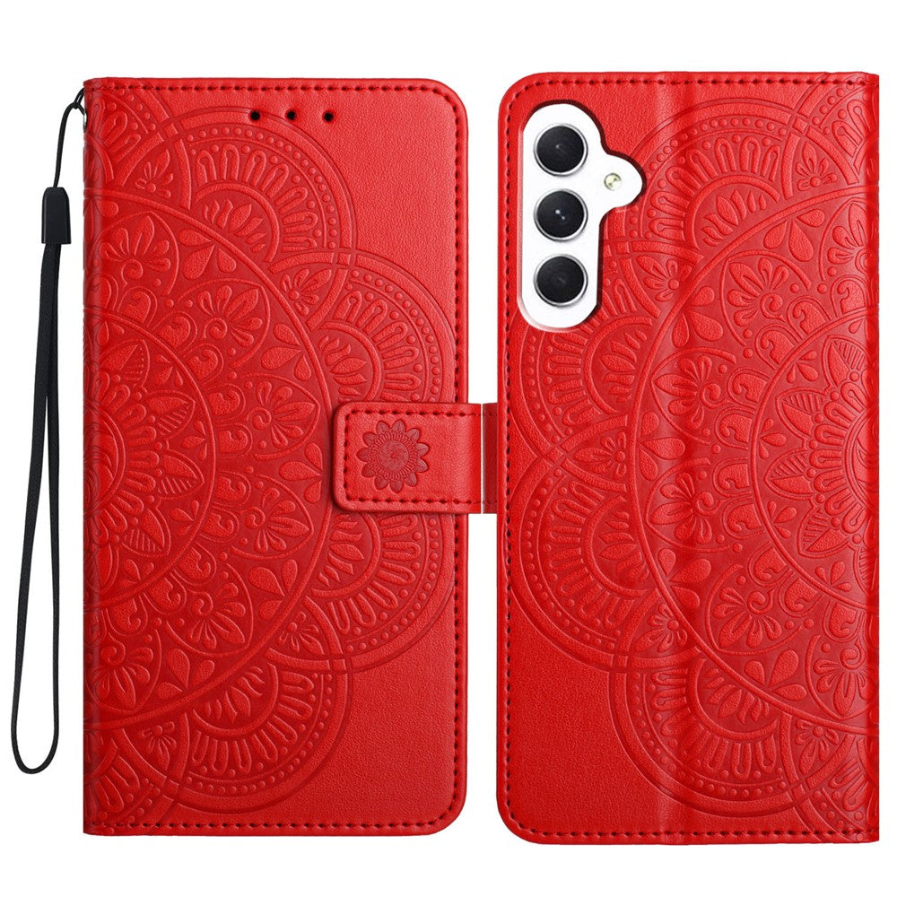 Til Samsung Galaxy A15 5G mobiltelefon cover Blomsterpræget pung etui