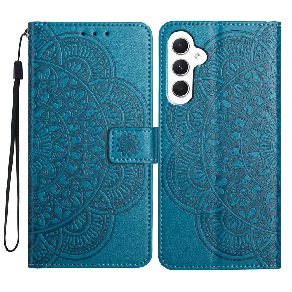Til Samsung Galaxy A15 5G mobiltelefon cover Blomsterpræget pung etui