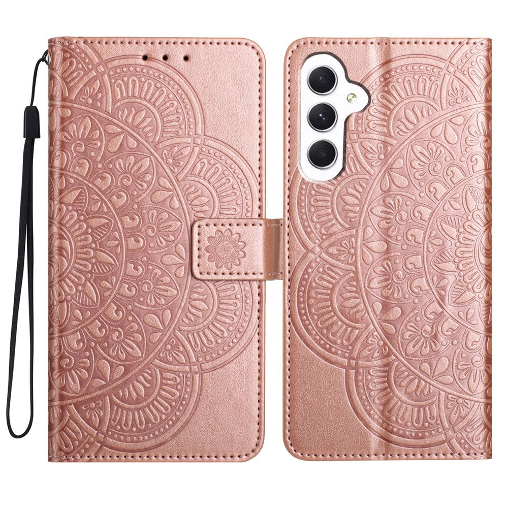 Til Samsung Galaxy A15 5G mobiltelefon cover Blomsterpræget pung etui