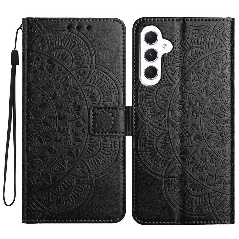 Til Samsung Galaxy A15 5G mobiltelefon cover Blomsterpræget pung etui